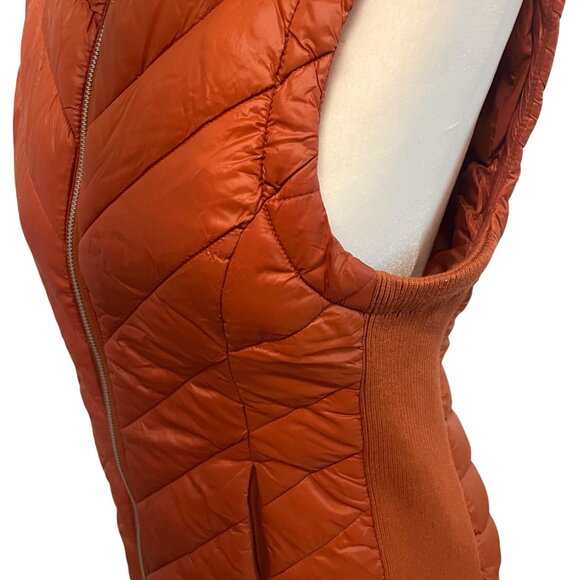Love Tree Quilted Puffer Vest Medium Orange Sleeveless Jacket - Picture 3 of 6